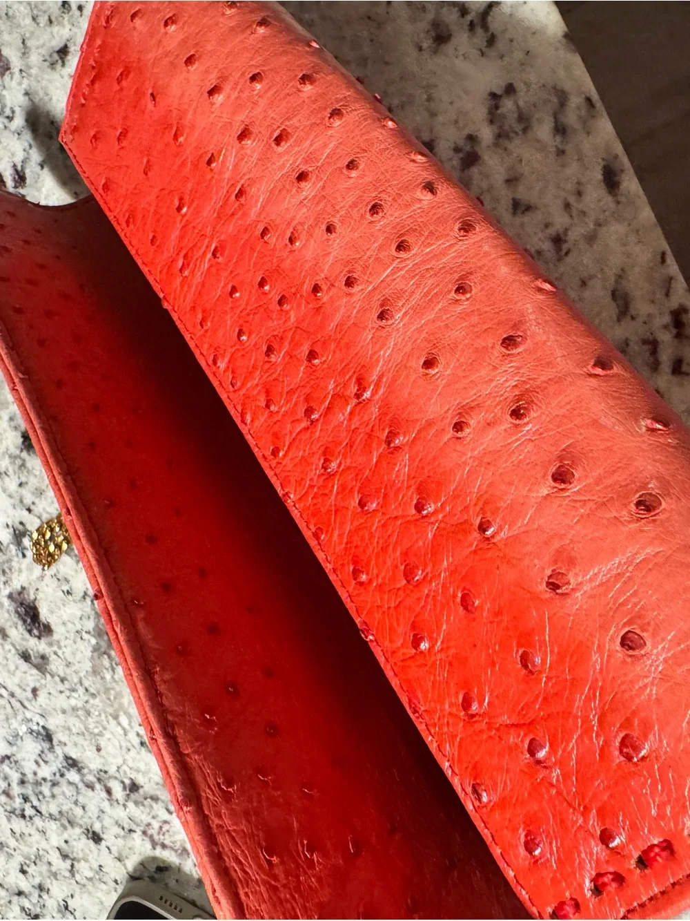 Women’s Coral Textured Leather Shoulder Bag with Gold Chain